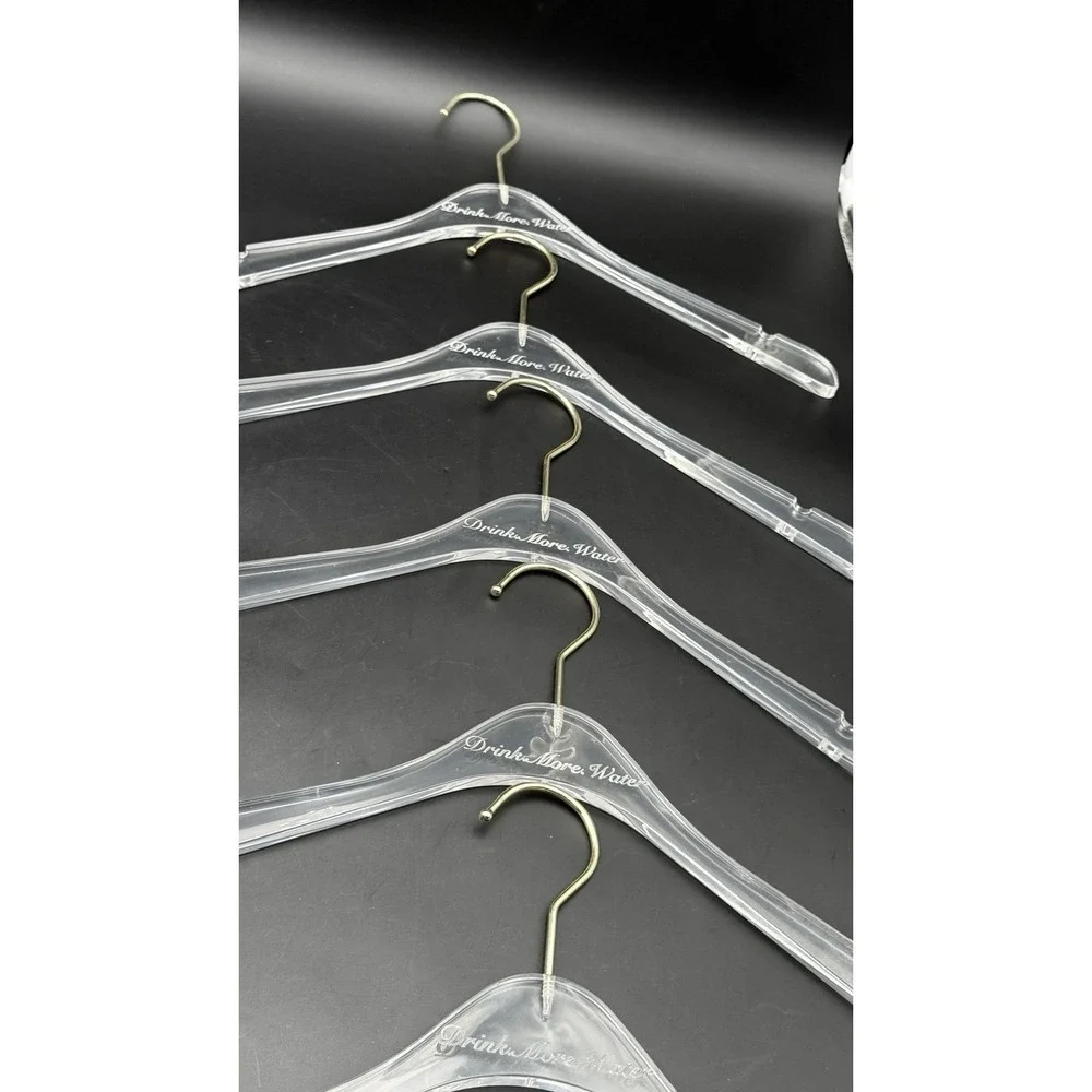 Acrylic Clear Lucite Hangers - 10Pack Matte Gold Hooks - Hangers
